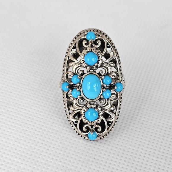 Chapel Zenray Jewelry - Designer Genuine Turquoise Ring Sterling Silver Sz 7! 💙